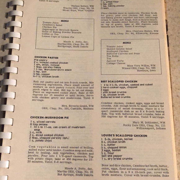 Vintage Favorite Eastern Star Recipes. Olde Family Favorites including menus. - Picture 5 of 11